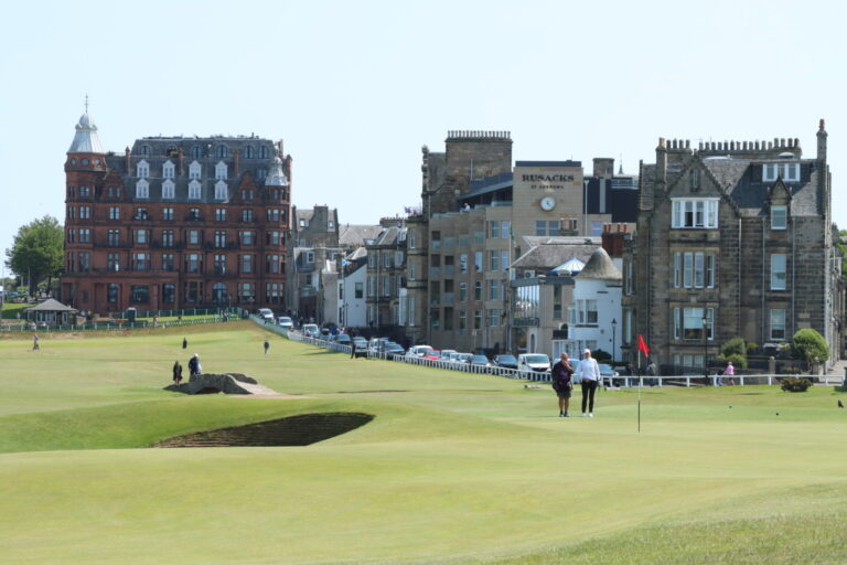 Golfers playing at the Old Course
